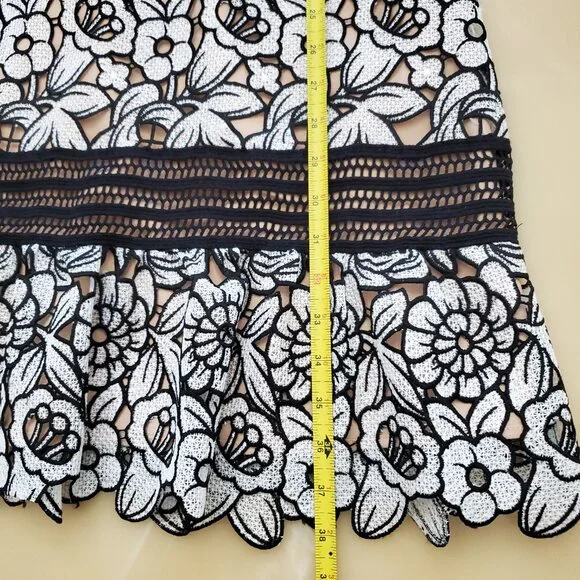 NWT Adelyn Rae Black Ivory Floral Embroidered Crochet Lace Mini Dress Size  XL